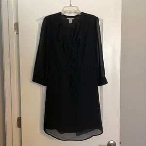 Black chiffon 3/4 sleeve mini dress